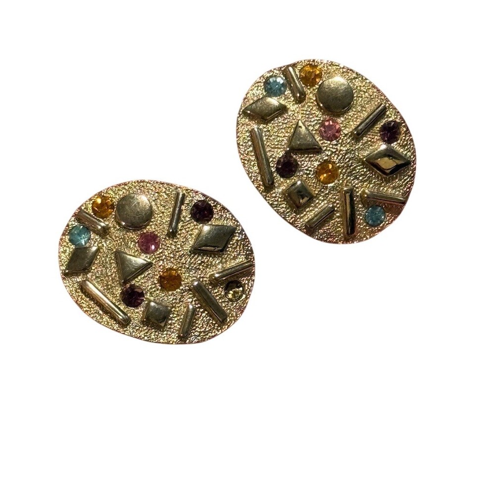 Sarah Coventry Sultana Confetti Clip-On Earrings Multicolor Rhinestone